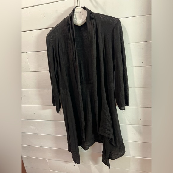 ❣️🖤 CUT LOOSE – Black Linen-Blend Cardigan Size L - Picture 4 of 12